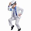 Costume Cosplay Bambini Michael Jackson Danza Stella Pantaloni Lucidi Anni '80 '90 Abiti da Palco Festa Per Ragazzi Set Abbigliamento Bambini