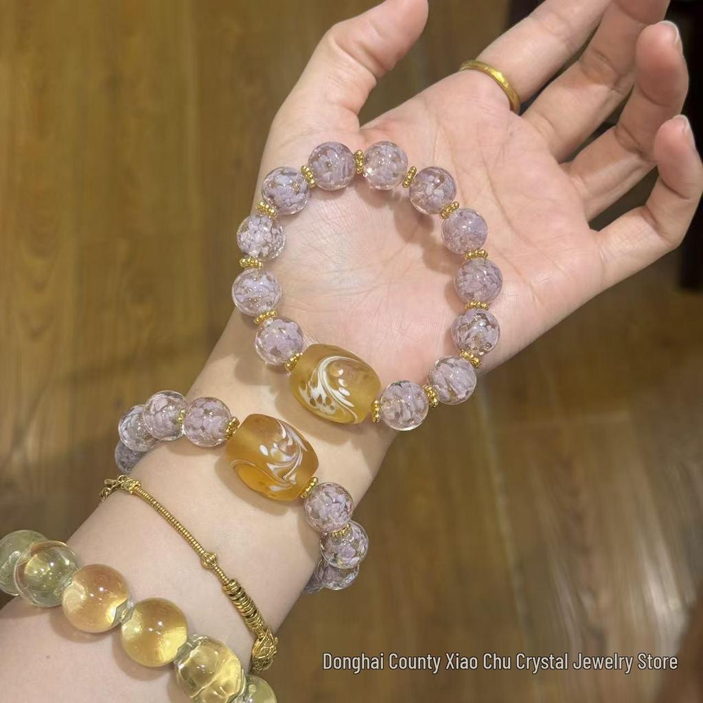 Floating Flower Glaze Bracelet: Starry Sky Design for Girlfriend or Best Friend
