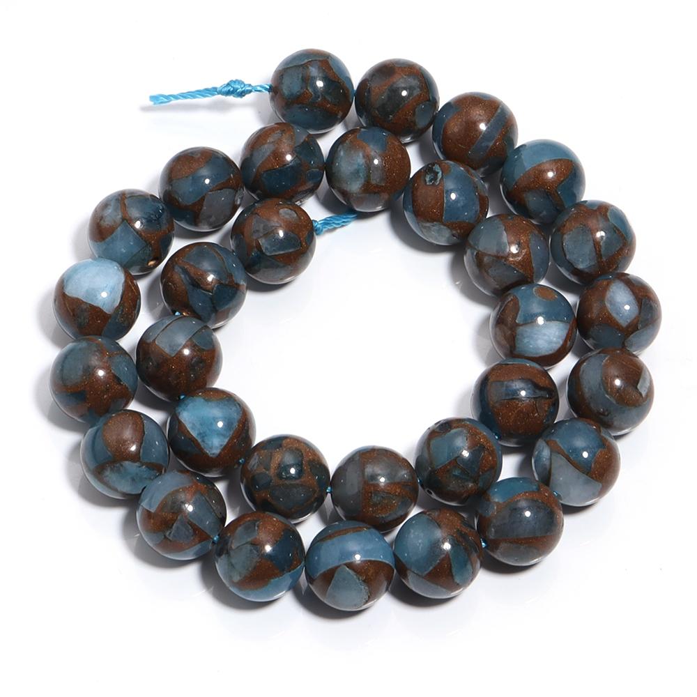 4 6 8 10 12mm Natural Stone Beads Blue Golden Color Stone Round Loose Beads For Jewelry Making DIY Bracelet Necklace Accessories