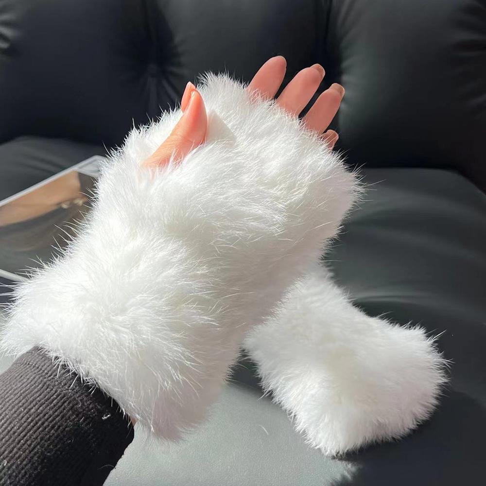 Real Rabbit Fur Gloves Winter Women Warm Soft Natural Rabbit Fur Gloves Knitted Thick Female Genuine Rabbit Fur Mittens