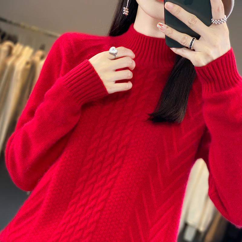 Damen Kaschmirpullover Qinghe Kaschmir 30% Kaschmir 70% Wolle warm und modisch Allrounder Herbst und Winter