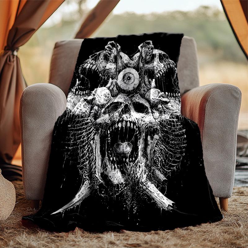 Gotische Totenkopf Flanelldecke Weich Warm Ganzjahresdecke, Design für Camping, Autoreisen, Wandern Sofa, Bett, Büro Perfektes Geschenk für Partys
