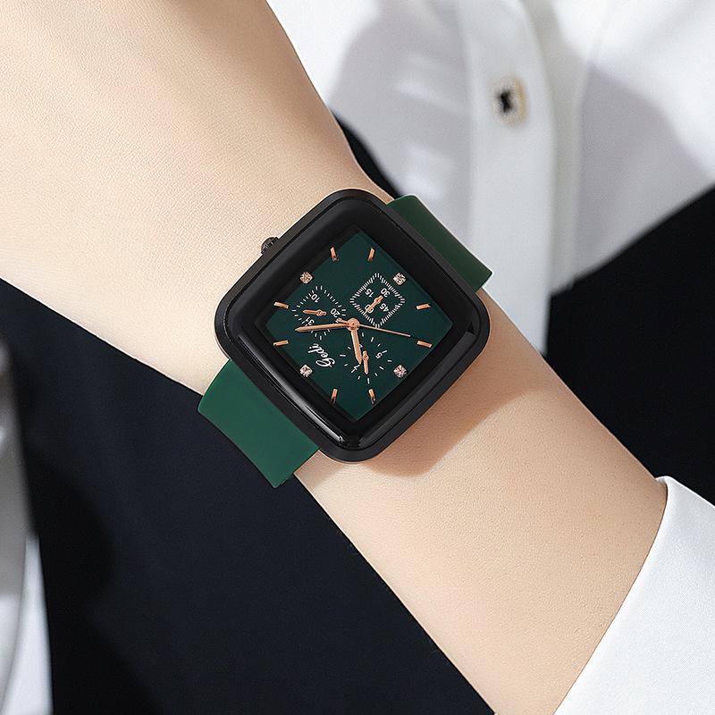 Trendy Temperament Square Simple Casual Student Watch Fashionable Silicone With Large Dial Women'S Quartz Watch