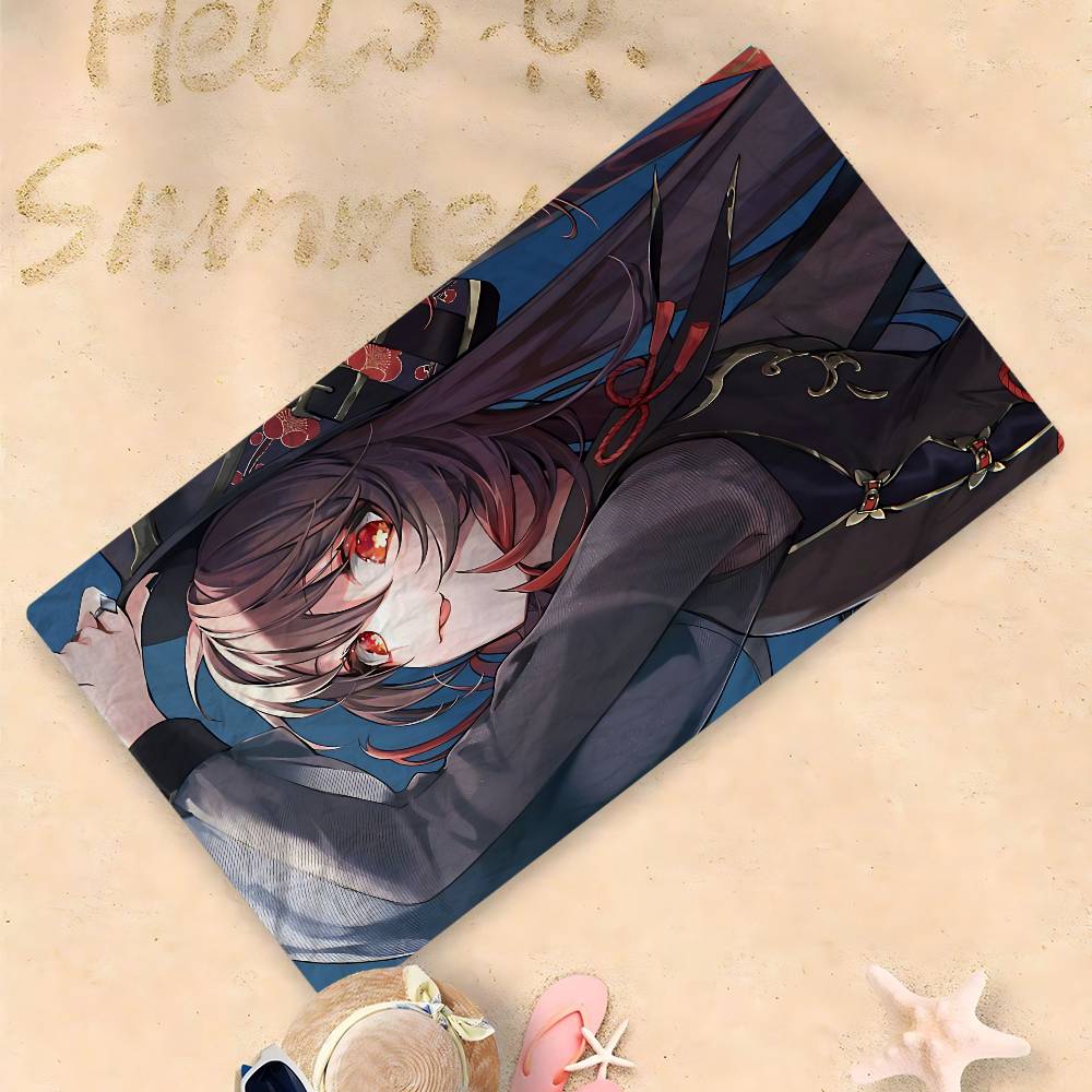 Hu Tao Genshin Impact Asciugamano da Spiaggia Cartoon Carino Kawaii Decorazione Stanza Bagno Ragazze Bambini Asciugamani per le Mani per Bagno Doccia