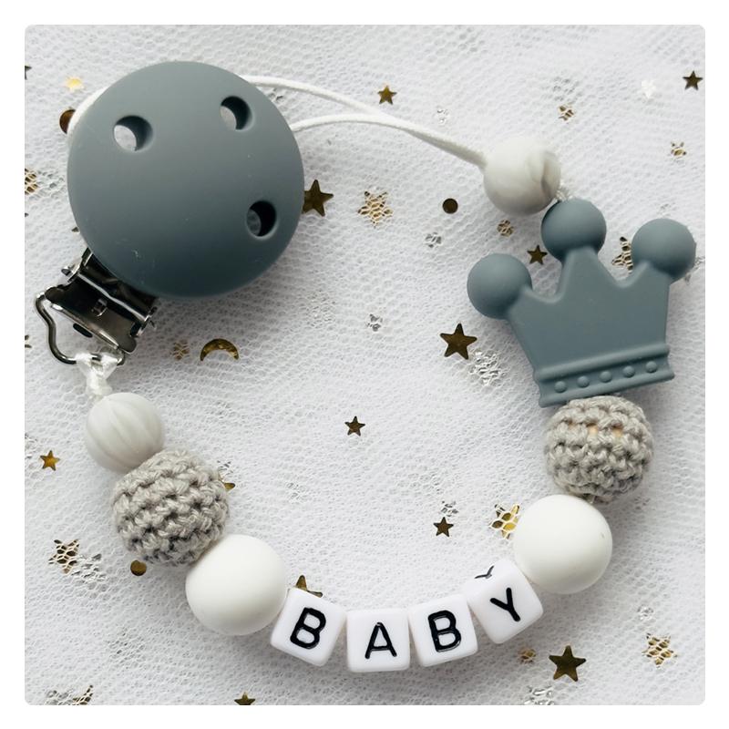Free Personalised BPA Free Silicone Baad Dummy DIY Silicone Baby Pacifier Custom Clip Name Colorful Pacifier Chain Teething Gift