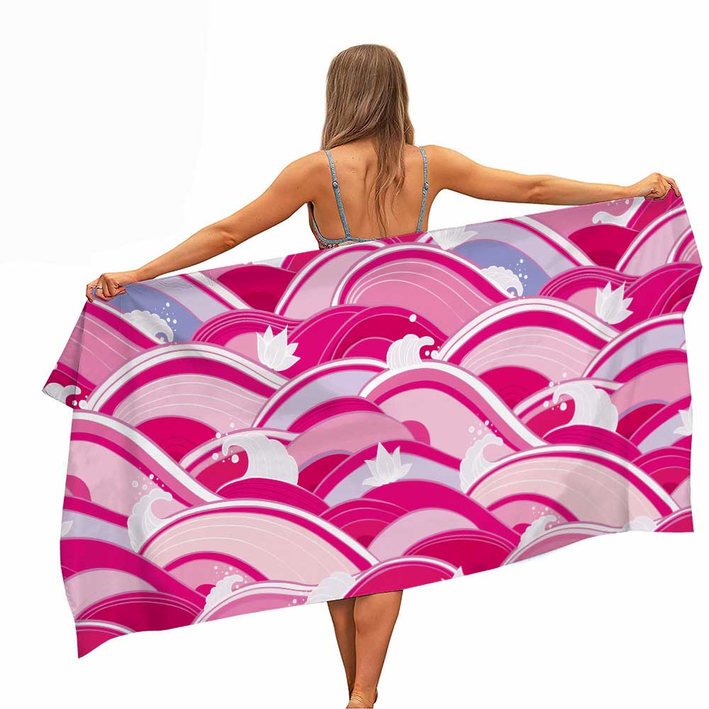 Colourful Japanese Style Waves Microfiber Beach Towel Portable Quick Fast Dry Sand Outdoor Travel Swim Yoga Mat Absorbent Towel