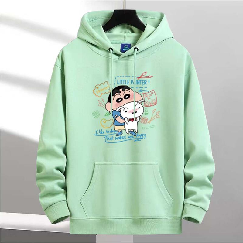 

2025 Высококачественный осенний свитер с принтом «Креян-син» с капюшоном, модный брендовый, свободного ленивого стиля, куртка, простой и милый кампусный наряд 100