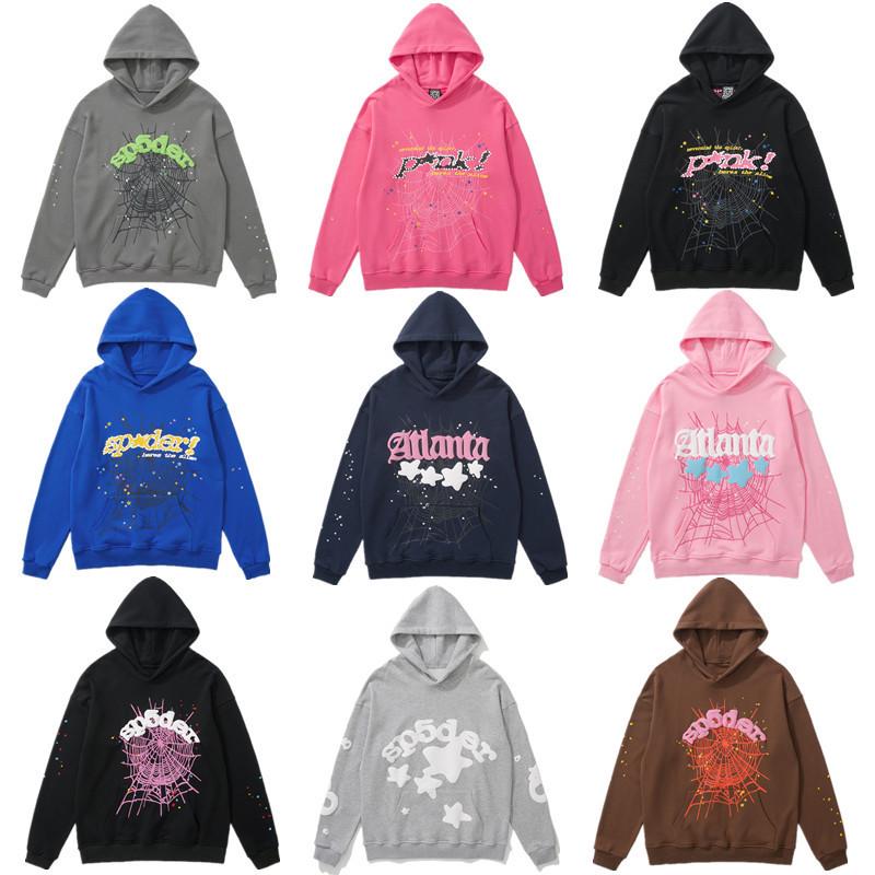 High-Quality 450g Men's Spider Web Foam Print Hoodie - Young Thug Style