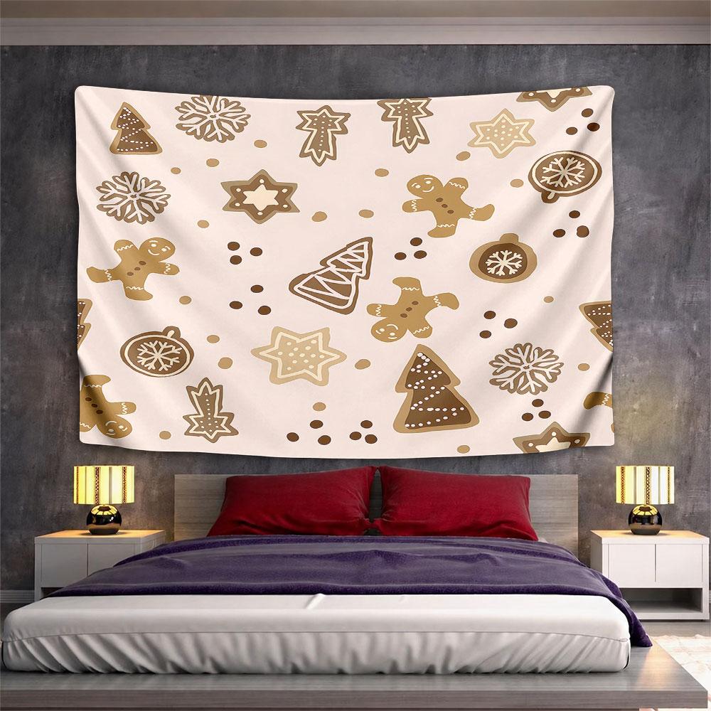 Gingerbread and Christmas Pattern Pattern Wall Hanging Tapestry Decorative Tapestry Home Decor for Bedroom and Living Room