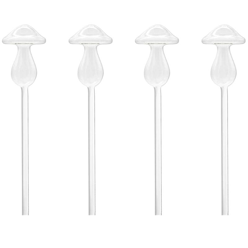 2025+ 4Pcs Plant Watering Globes, Hand Blown Clear Glass Self Watering Planter Insert Mushroom Watering Globes China Mainland