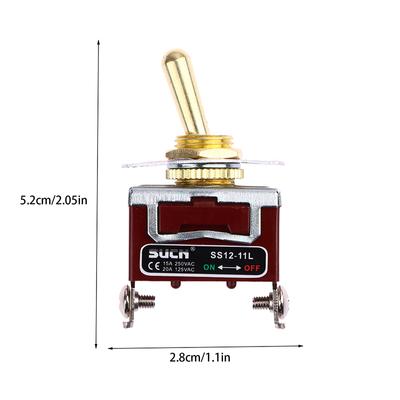 Golden Color Brass Knurl Toggle 12~ 250V 1Gang 2Way 2-Pin Diy Home Bar Hotel Car Machine Electric Wall Light Switch