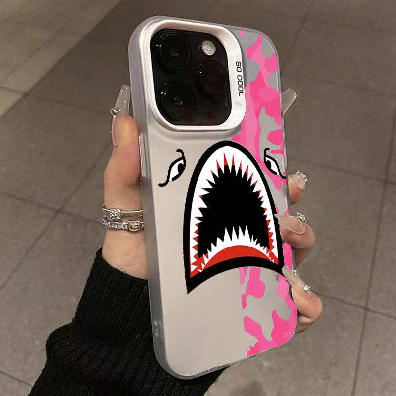 

Shark Face Electroplated Phone Case for Samsung A55 A54 5G A53 A52 A35 A24 A32 A15 A14 A13 S22 Plus S23 S24 Ultra S21 FE Cover A15 4G