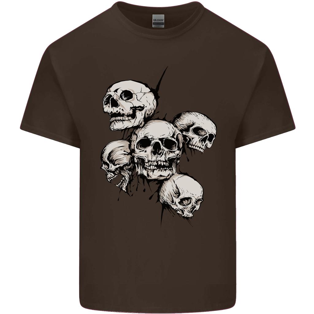 5 Skulls Demons Biker Gothic Heavy Metal Unisexs Light Cotton TShirt