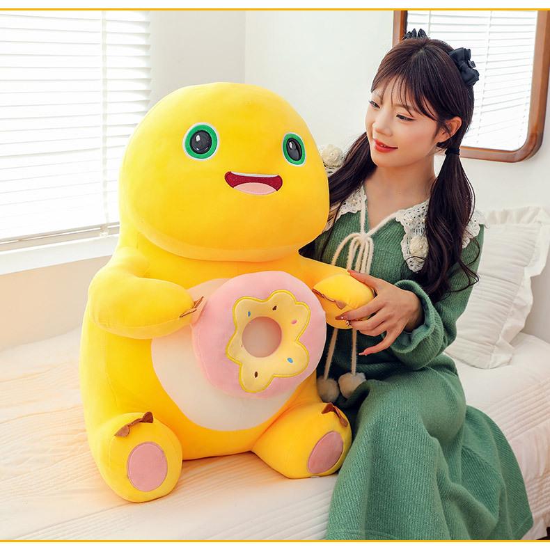 Adorable Yellow Milk Dragon Donut Pillow - Plush Toy for Relaxation