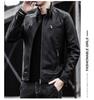 NOMSOCR Leather Biker PU Plus Men's Jacket, Outerwear, Blouson, Leather, Stand-Up Collar, Windproof, Simple, Sizes, Spring/Autumn (XL, Black)