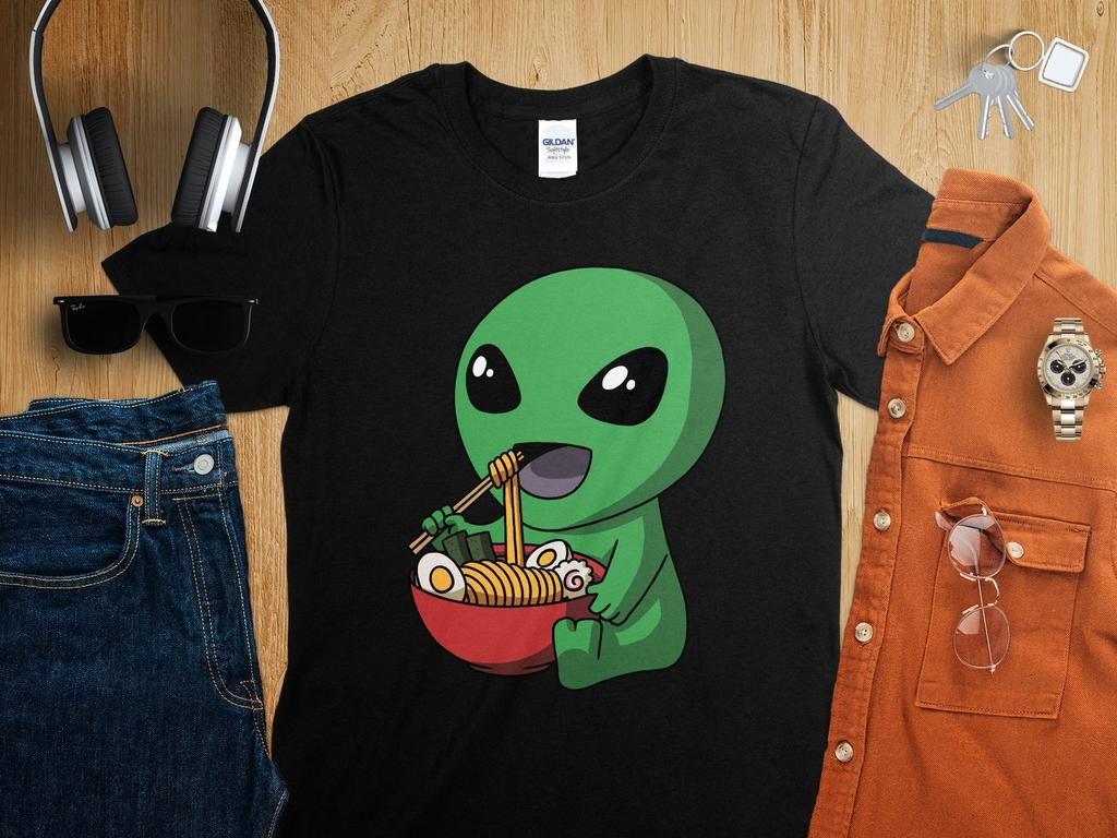 Kawaii Anime UFO Alien Asian Noodles Japanese Ramen Shirt, Anime Shirt, Ramen T-Shirt, Japan Art
