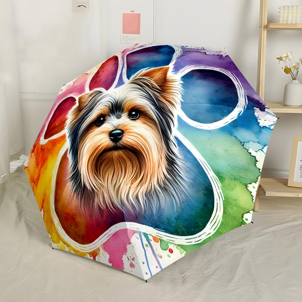 Butterflies And Puppies Garden Automatic Umbrella Retractable Design with 8-Rib Durability Compact Design Travel Essential Vibrant Pattern Umbrella