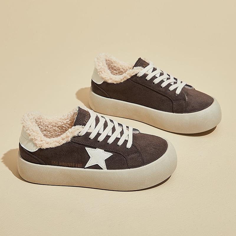 

Зимние кроссовки на толстой платформе для женщин, теплые нескользящие прогулочные туфли на шнуровке с подкладкой из искусственного меха, женские теннисные кроссовки из искусственной замши с флисовой подкладкой 40