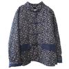 Johnature Parka da donna con bottoni in stile cinese Parka invernale a maniche lunghe con stampa floreale cappotti blu più parka in cotone