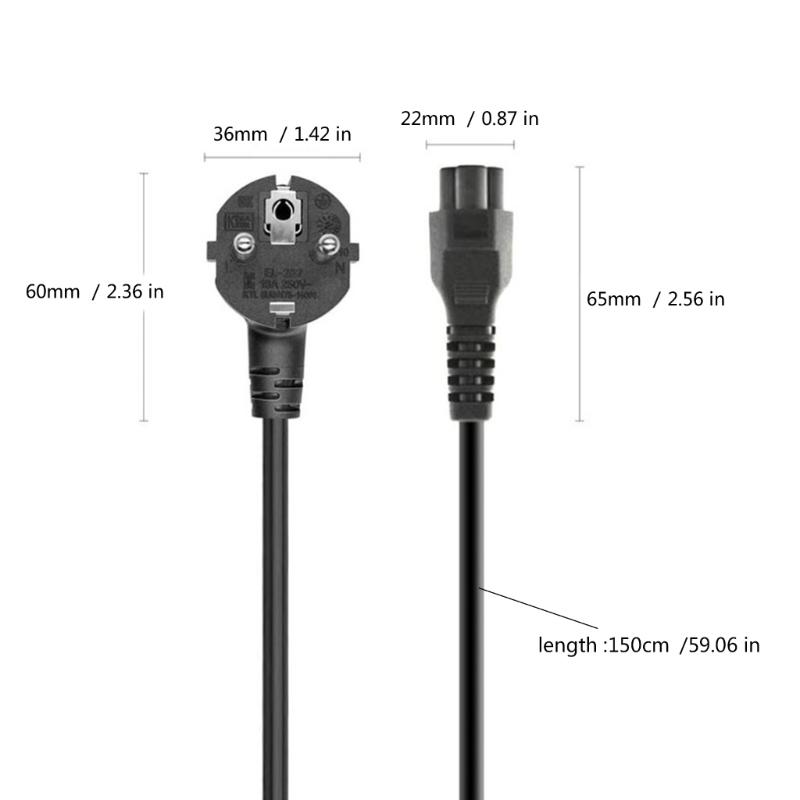 Laptop Power Cable Cord 3Pin Prong Connector PVC Insulated Cable for Laptop Notebook Charging Adapter 1.2m 4ft