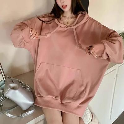 Cotton Women's Sweatshirt Wild Large Size Long Sleeve Warm Hood Top Autumn Winter Sweatshirt