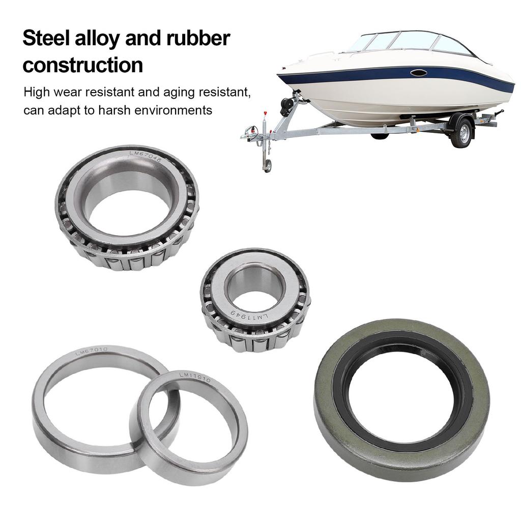 5PCS Trailer Wheel Bearing Kit Steel Alloy Trailer Axle Wheel Hub Bearings Set with Protector and Oil Seal