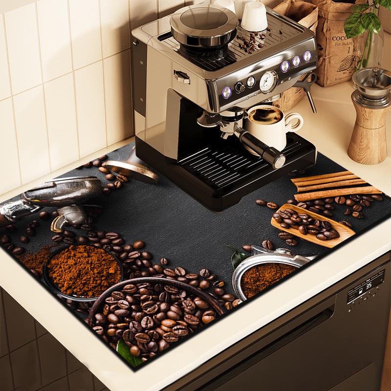 American Minimalist Non-Slip Coffee Maker Mat - Absorbent & Quick-Drying for Dining Table, Bar, or Kitchen Countertop