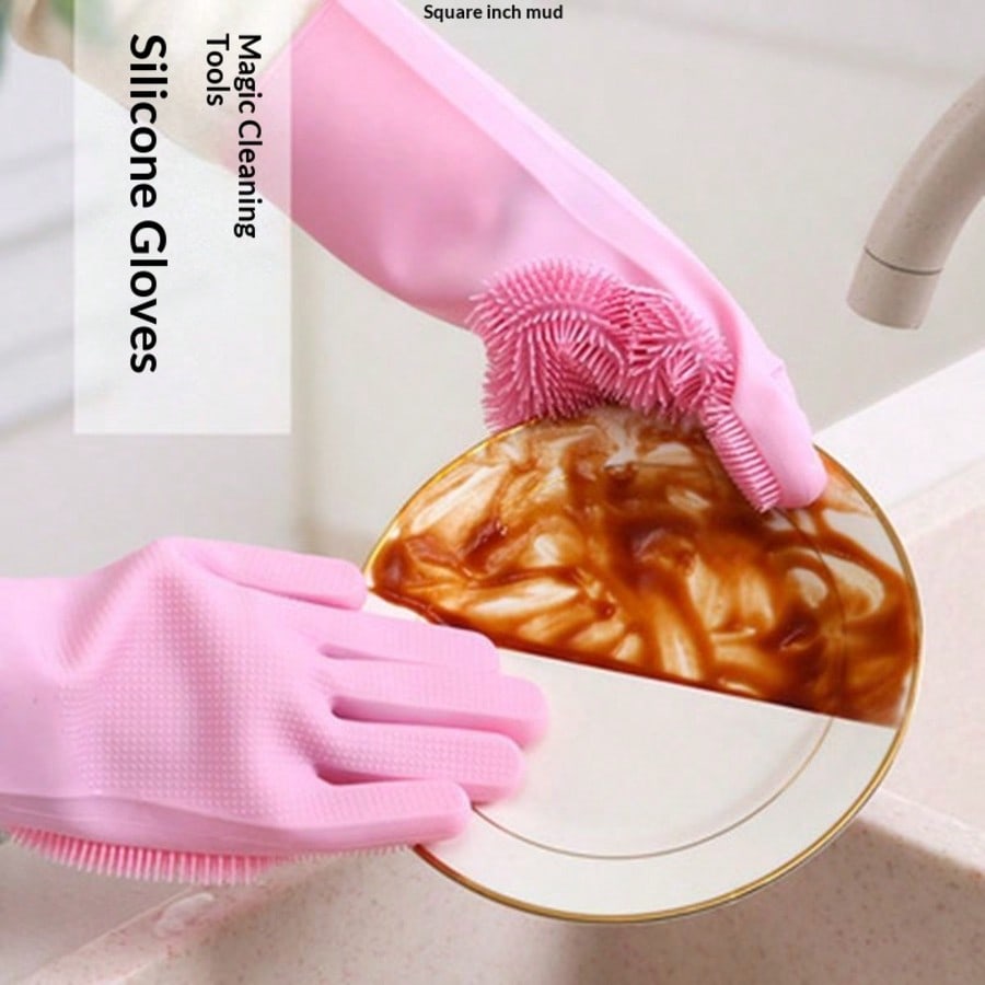 Silicone Dishwashing Gloves, Pet Bathing Gloves, Kitchen Cleaning Gloves for Washing Dishes and Vegetables