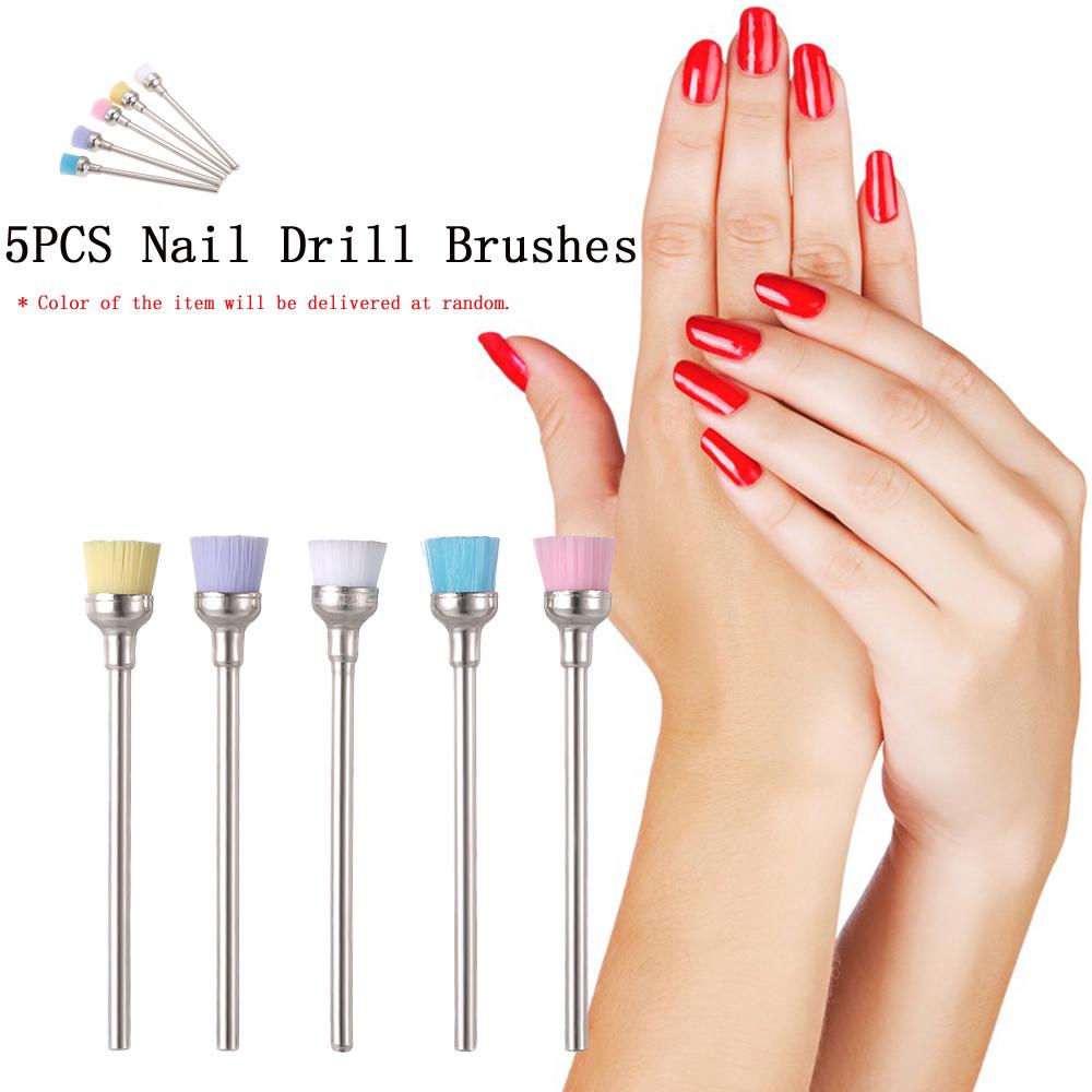 5pcs Mix Color Nail Drill Cleaning Brush Electric 2.35mm Machine Professional Nail Art Drill Bit Brush Manicure