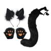 Faux Fur Animal Costume Accessories Handmade Cat Ear Hairband Fox Tail Claw Gloves Kit for Anime Cosplay Party School Performance