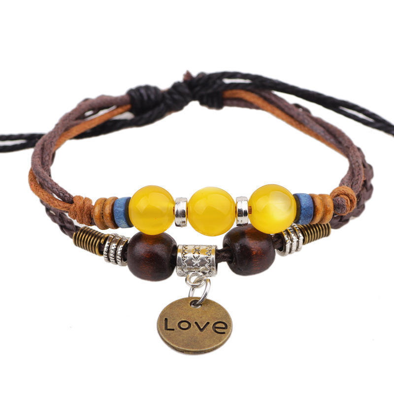 JMXD-Bracelet Accessories Hand-woven Wax Rope Crystal Bead Bracelet for Women