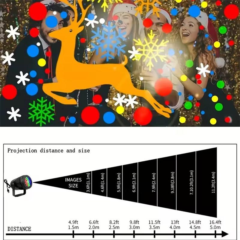 16 Patterns Christmas Projector Lights Rotatable Christmas Decoration Outdoor/Indoor Led Projector for Holiday Party Xmas Decor