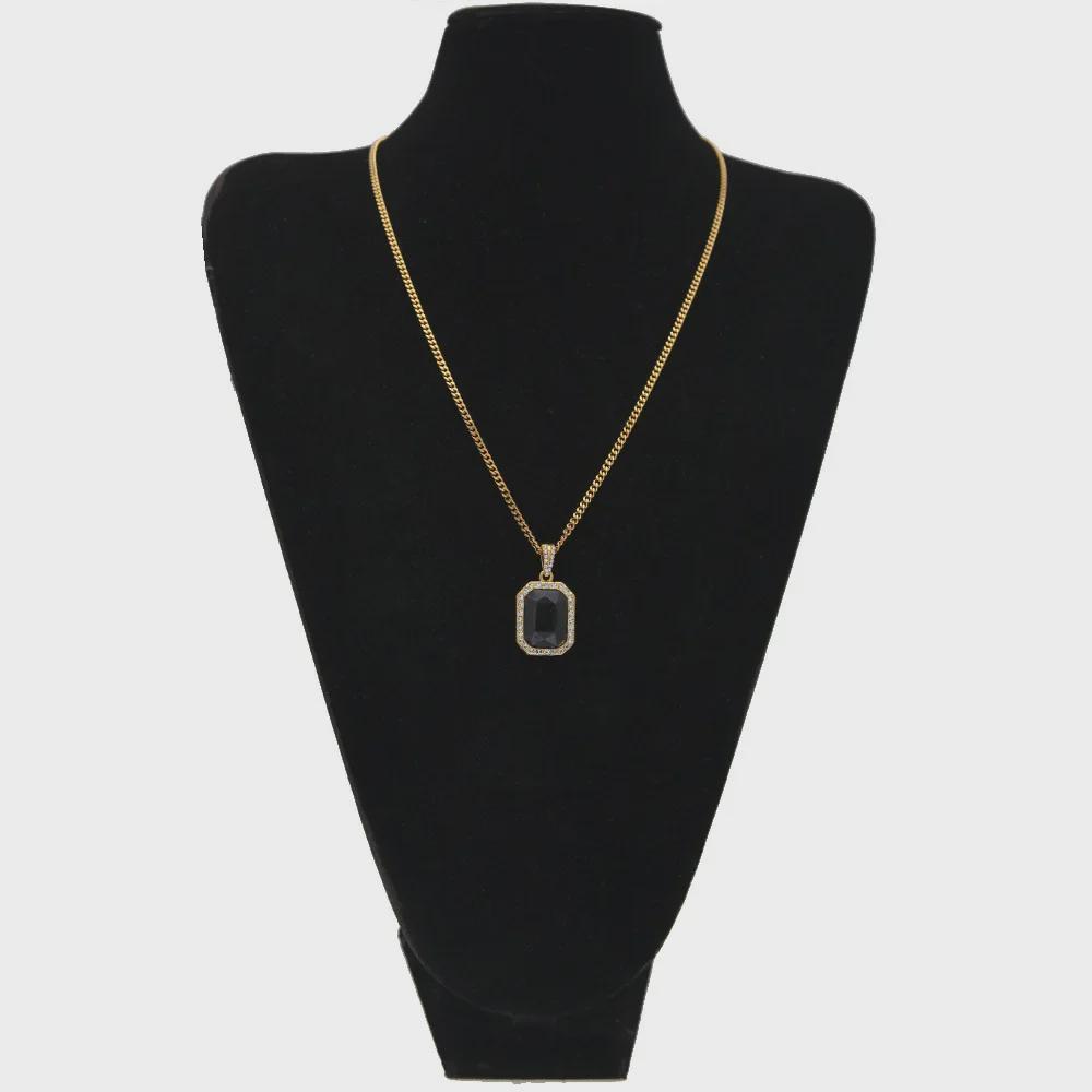 Men's Hip-Hop Diamond Gemstone Pendant Necklace - Trendy, Versatile Alloy Jewelry