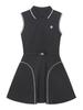 LIKK [3 Sizes][Includes Undershorts] Half Zip Stitch Sleeveless Dress (Black)_L3A1-Op03C