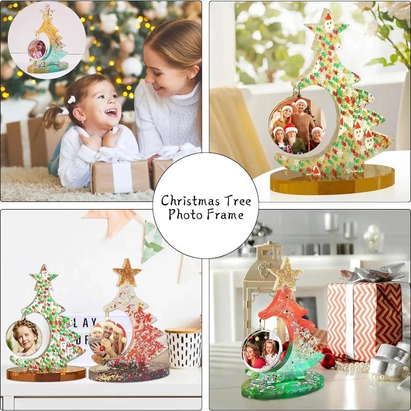 A Top Quality DIY Christmas Tree Photo Frame Silicone Mould Crystal Epoxy Craft Casting Mould Handmade Home Decoration Christmas