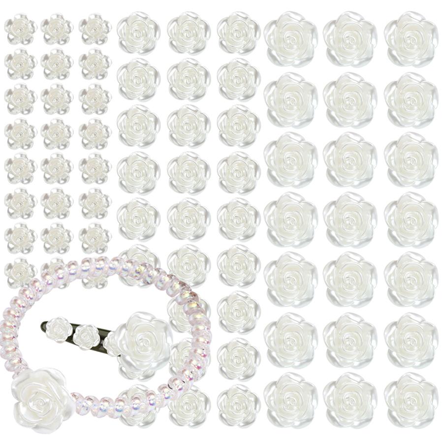 50PCS 14-18mm White Rose Pearl Buttons Pre-Drilled Hole Simple Elegant Versatile Decor Accessories DIY Clothing Craft Projects