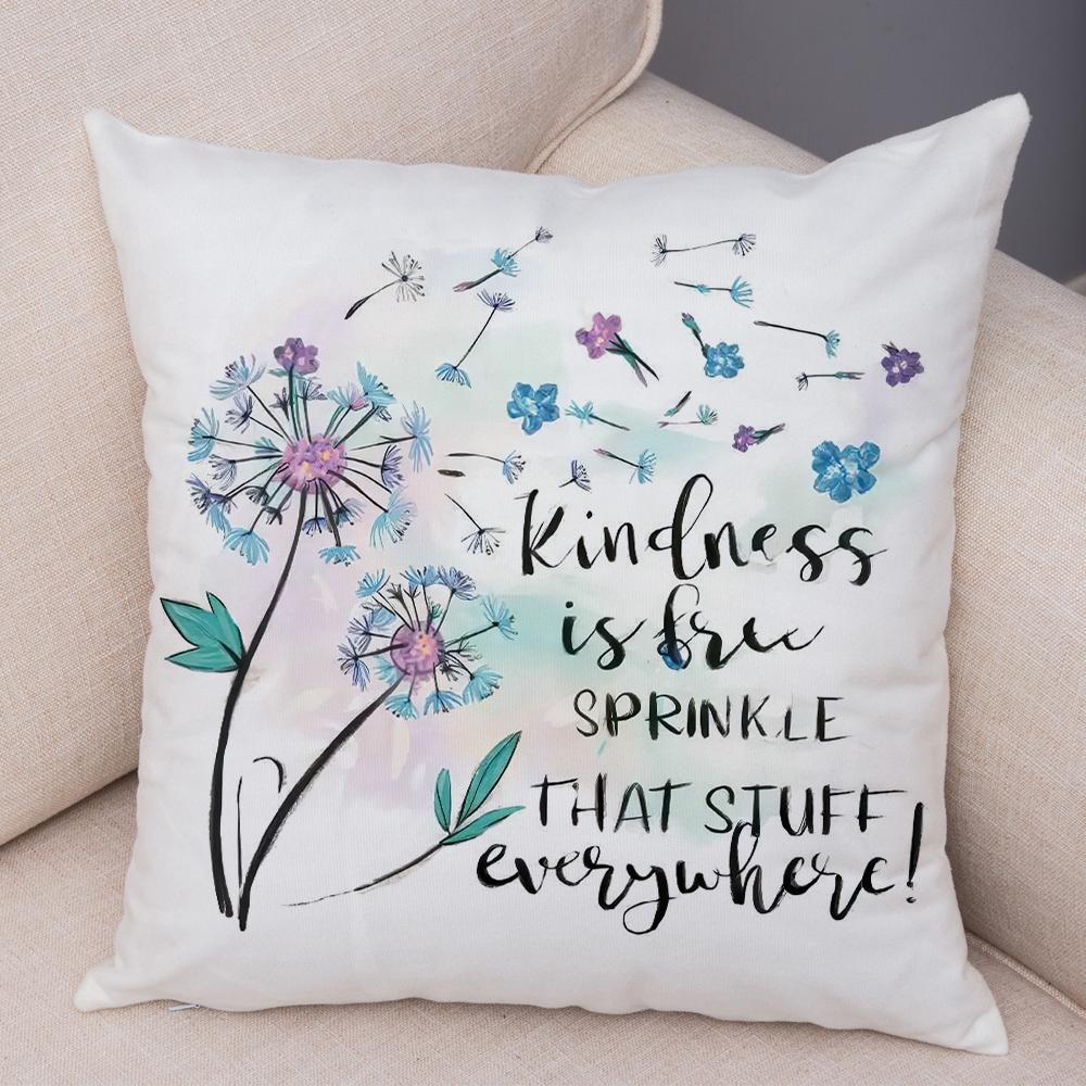 Faith Hope Love Pillowcase Double Print Hummingbird Dandelion Cushion Cover Soft Plush Enjoy Little Things Pillowcase for Sofa
