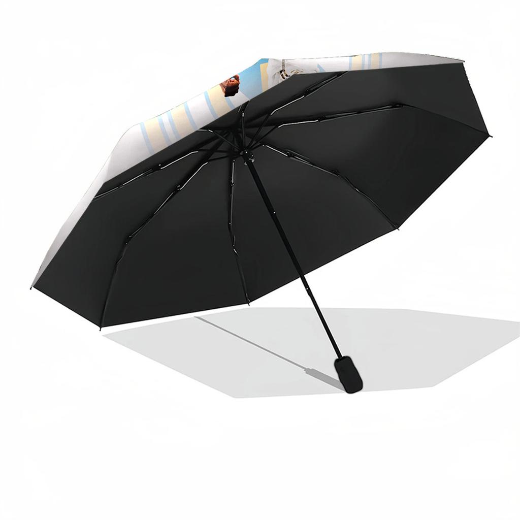 Dynamic Soccer Player Action Portable Automatic Umbrella with 8-Rib Foldable Design All-Season Umbrella for Travel Fashionable Stylish Gift for Women