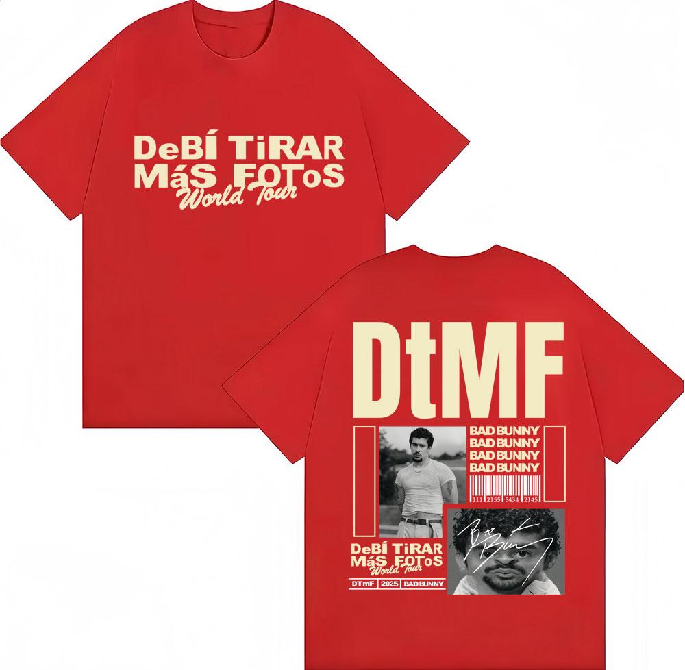 BAD BUNNY DTMF Debí Tirar Más Fotos TShirt Vintage Hip Hop Trendy Men Women Short Sleeve OversizedCotton Casual TShirts Male