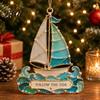 Decorative Hanging Decorations for Home Handmade Sea Glass Coastal Christmas Ornaments, Turtle Seahorse Starfish Seasonal Party Supplies Sailboat