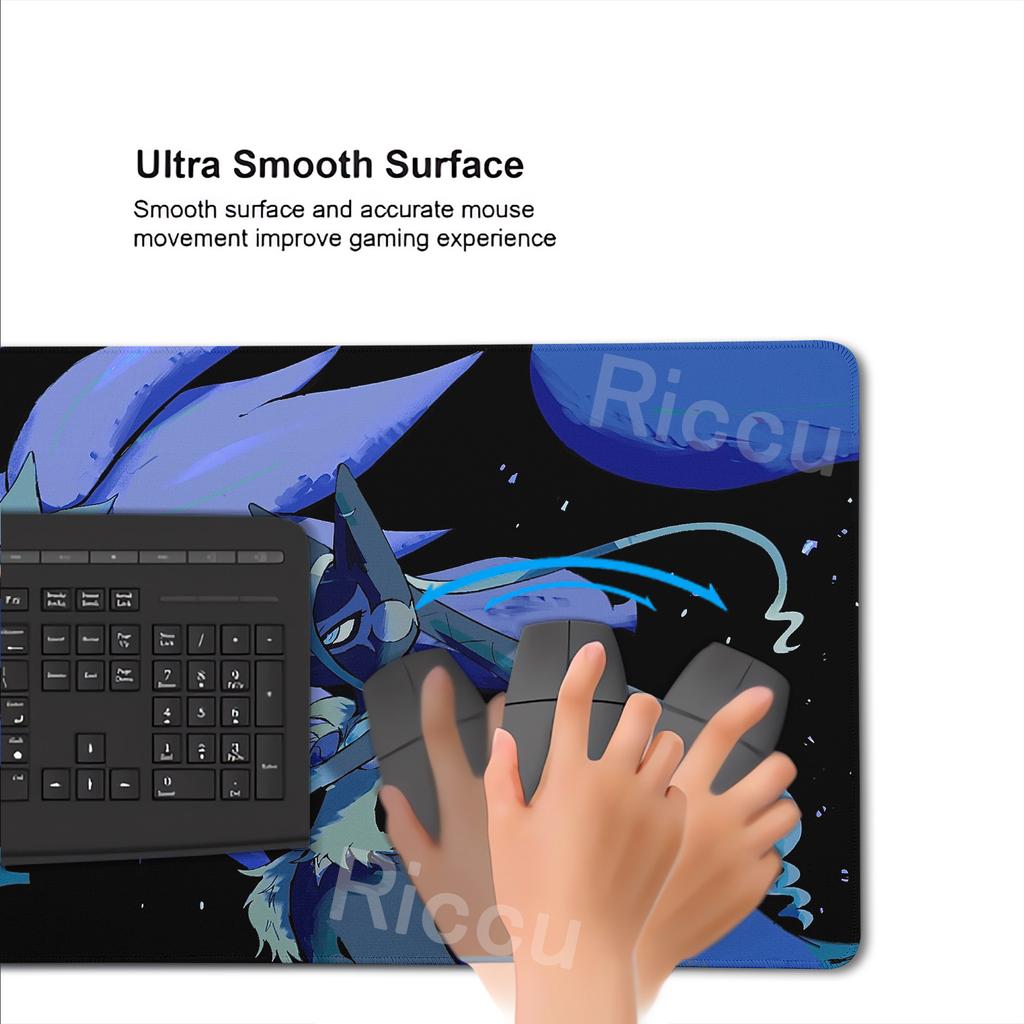Gaming Pokemon Lucario Mouse Pad Anime PC Accessories Desk Mats XXL Gamer Large Non-slip Desk LockEdge Computer Keyboard Playmat