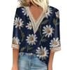 Women's Shirt Blouse Casual Loose Shirts 3/4 Sleeve Lace Trims Print V Neck Tops Print Tops T-shirts Tee