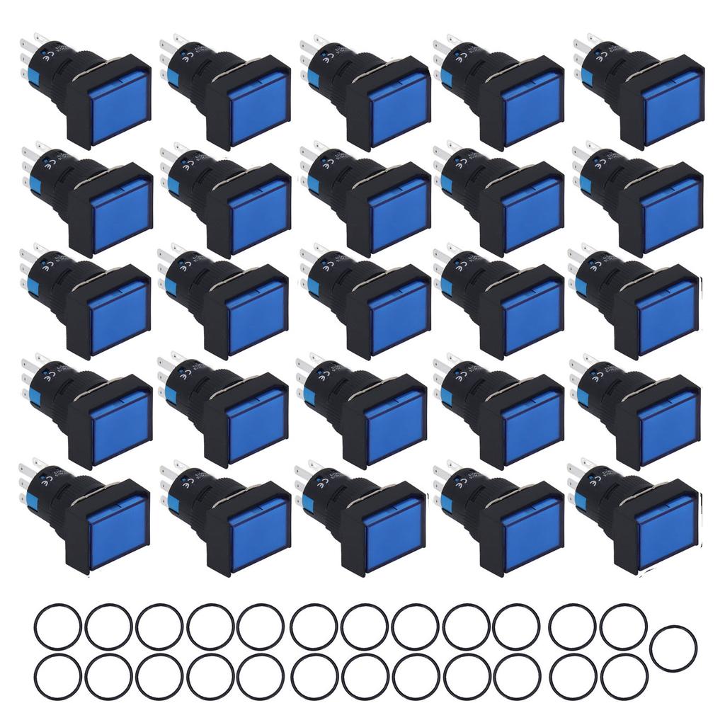 25 Pcs Industrial Push Button Switch Long Life Push Button Switch with Indicator Light for Machine Tool Motor AC 0‑240V