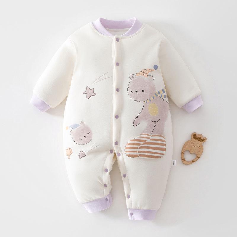 Thickened 120g Cotton Winter Baby Jumpsuit - Warm Padded Bodysuit for Crawling