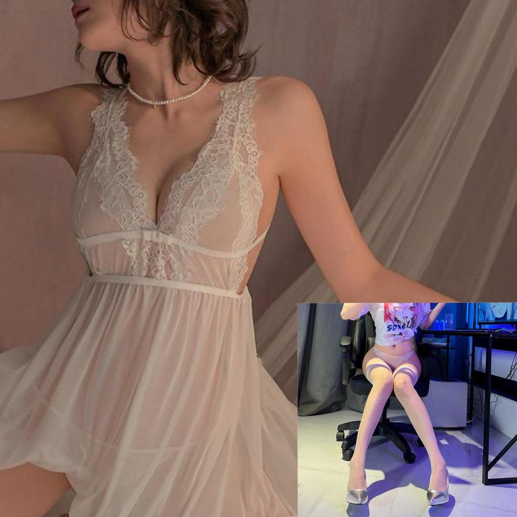 Verführerisches Transparentes Spitzen-Dessous-Set für Damen Einfach Ausziehbar Flirtendes Nachtwäsche-Set