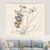 Bohemian Chic Abstract Feminine Line Art Tapestry Soft Velvet Polyester Knit Fabric Simple Pastel Decor Easy to Hang Home Decor