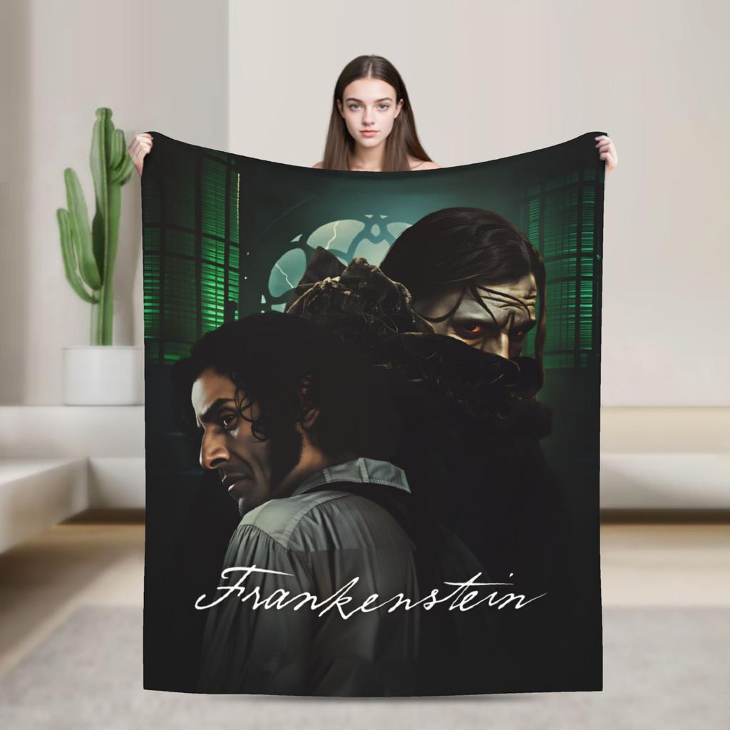 Frankenstein Movie 2025 (1) Flannel Blanket  Warm Throw Blanket for Couch Chair Decorative Fluffy Bedspread Sofa Bed Cover