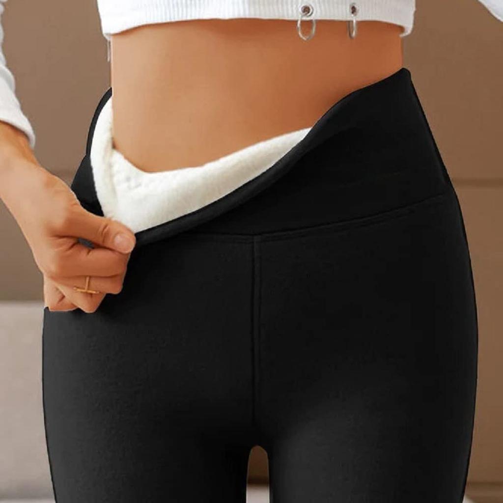 Warm Casual Winter Solid Pants, Soft Clouds Fleece Leggings Women Winter Leggings