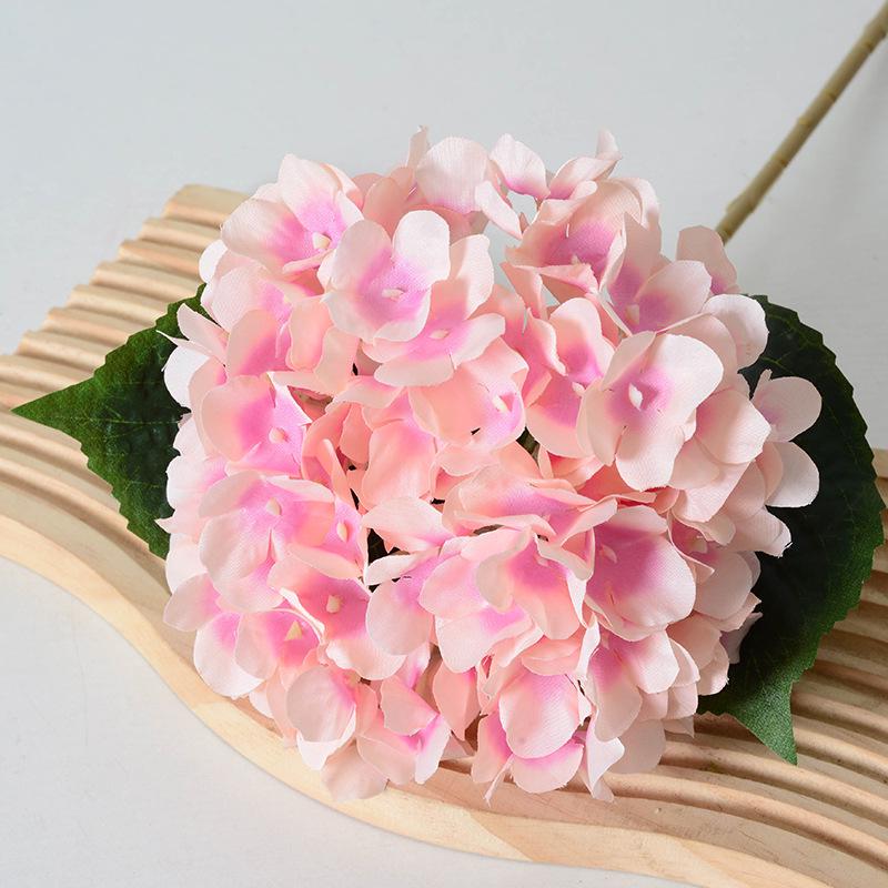 Artificial Hydrangea Single Stem with Leaves - Fake Flower for Wedding, Home, and Photography Decor