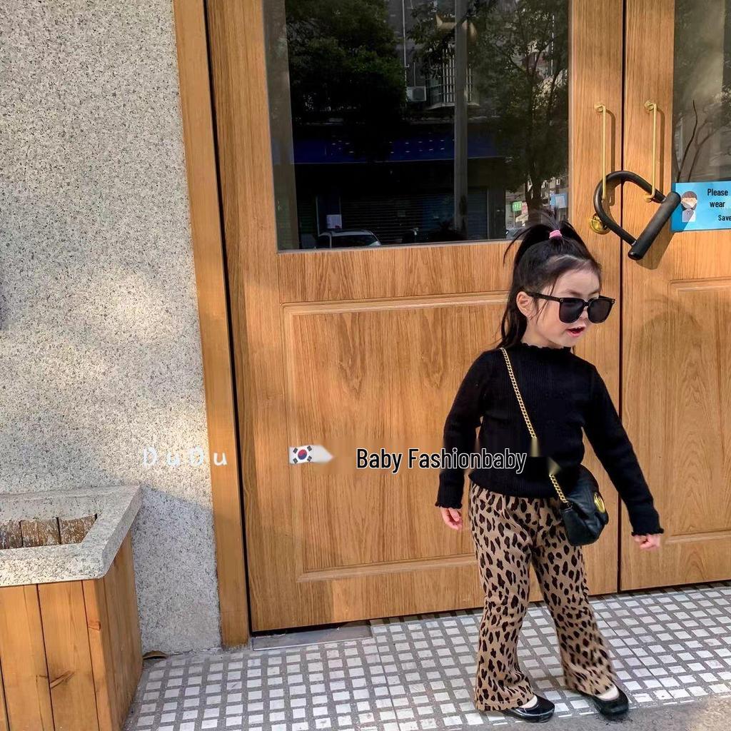 Girls' Fleece-Lined/Unlined Flare Pants - Autumn/Winter Korean Style Children's Long Trousers